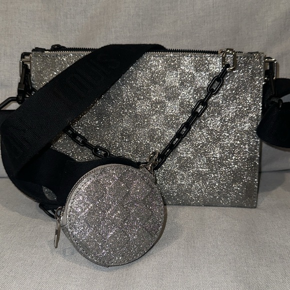 LOUIS VUITTON DamierGrister Trio pouch NM Pouch Crossbody Shoulder Bag EUC - Picture 1 of 10